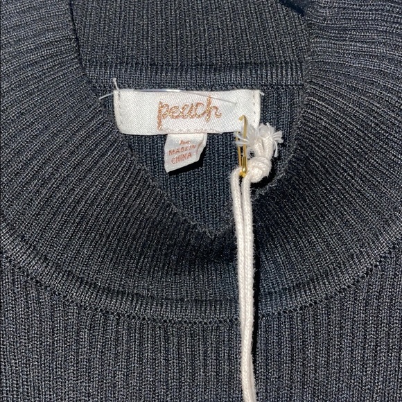 Peach Black Gold Long Sheer with Gold Sleeve Top - Picture 4 of 12